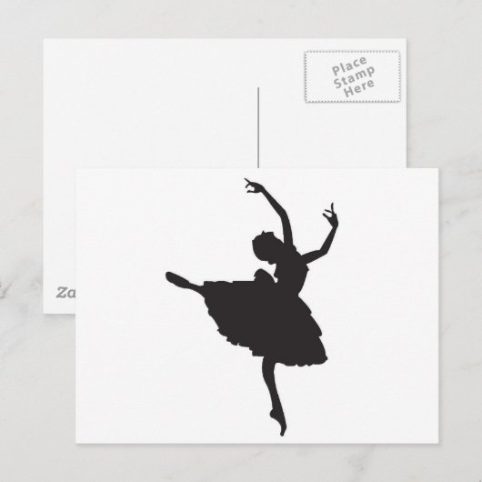Black Silhouette Ballet Dancer Briefkaart (Voorkant / Achterkant)