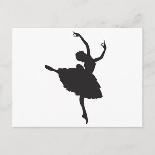 Black Silhouette Ballet Dancer Briefkaart