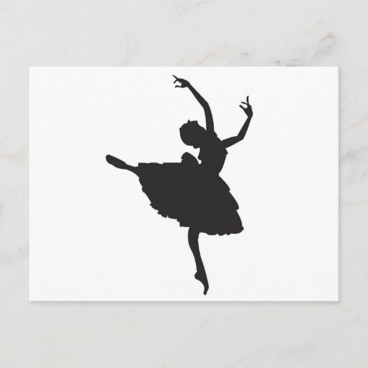 Black Silhouette Ballet Dancer Briefkaart (Voorkant)
