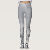 Black Silhouette Branches Grey Sky Leggings (Voorkant)