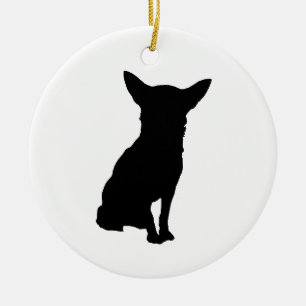BLACK SILHOUETTE CHIHUAHUA KERAMISCH ORNAMENT