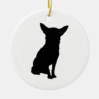 BLACK SILHOUETTE CHIHUAHUA KERAMISCH ORNAMENT