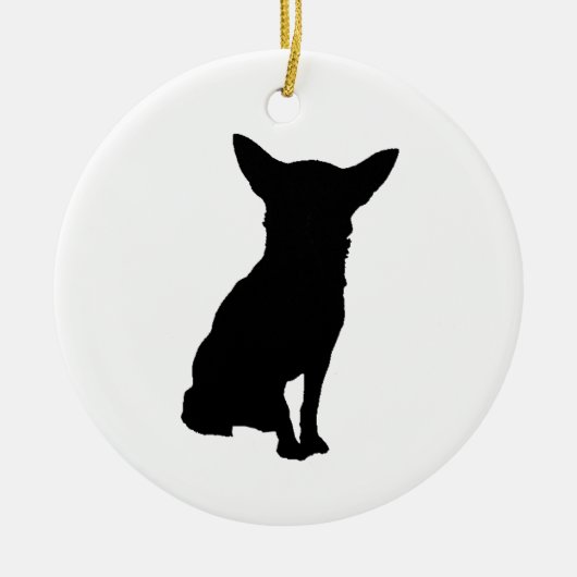 BLACK SILHOUETTE CHIHUAHUA KERAMISCH ORNAMENT (Voorkant)