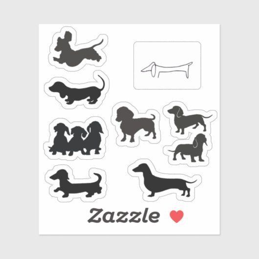 Black Silhouette Dachshund Sticker (Vel)