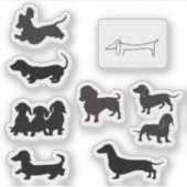Black Silhouette Dachshund Sticker (Voorkant)