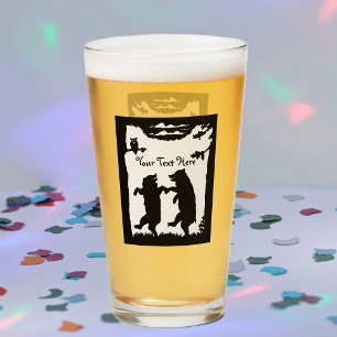 Black Silhouette Dansende Beren trekken rond op ve Glas