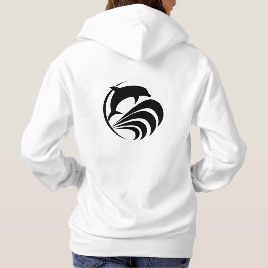 Black Silhouette Dolphin Jumping in Ocean Waves Hoodie (Achterkant)