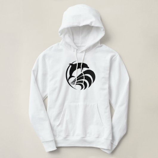 Black Silhouette Dolphin Jumping in Ocean Waves Hoodie (Design voorkant)