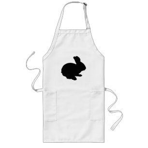 Black Silhouette Easter Bunny Apron Lang Schort