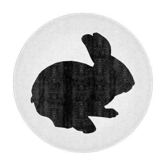Black Silhouette Easter Bunny Cutting Board Snijplank (Voorkant)