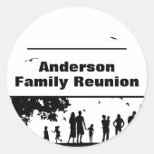 Black Silhouette Familie Reünie Naam Sticker (Voorkant)