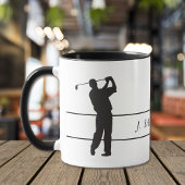 Black Silhouette Full Swing Golfer Mok
