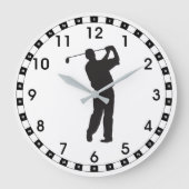 Black Silhouette Golfer Grote Klok (Voorkant)