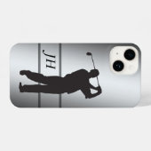 Black Silhouette Golfer op Silver Monogram iPhone Hoesje (Achterkant horizontaal)