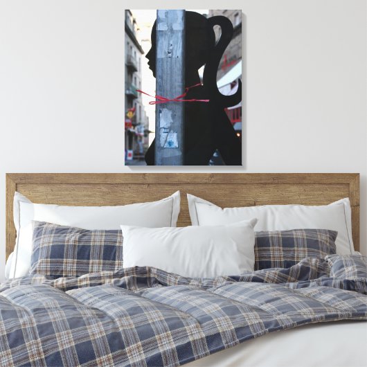 Black Silhouette in het fotografiescanvas Canvas Afdruk (Insitu (Slaapkamer))