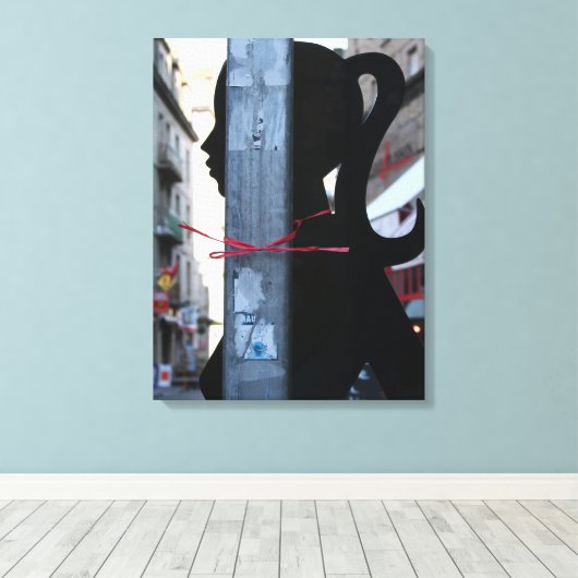 Black Silhouette in het fotografiescanvas Canvas Afdruk (Insitu (Houten vloer))