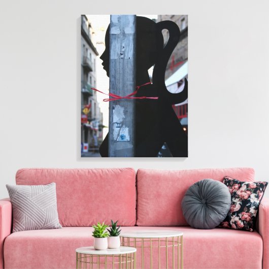 Black Silhouette in het fotografiescanvas Canvas Afdruk (Insitu (Woonkamer))