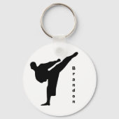Black Silhouette Karate Sleutelhanger (Voorkant)