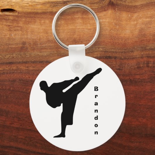 Black Silhouette Karate Sleutelhanger (Voorkant)