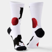 Black Silhouette Kitty, with red wool Ball Sokken (Gebogen)