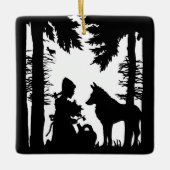Black Silhouette Little Red Riding Hood Wolf Bosse Keramisch Ornament (Voorkant)
