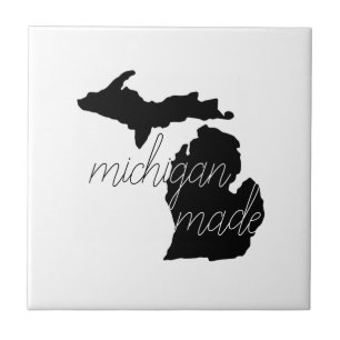 Black Silhouette met Michigan Made Typografie Tegeltje