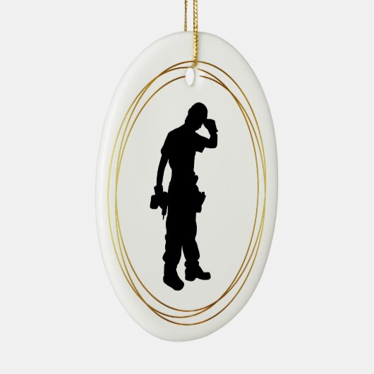 Black Silhouette of Construction Worker Ornament (Rechts)