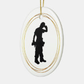Black Silhouette of Construction Worker Ornament (Links)