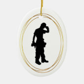 Black Silhouette of Construction Worker Ornament (Voorkant)