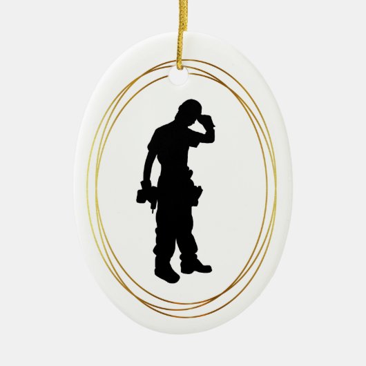 Black Silhouette of Construction Worker Ornament (Voorkant)
