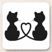 Black Silhouette of Two Cats in Love Drankjes Onderzetter (Voorkant)