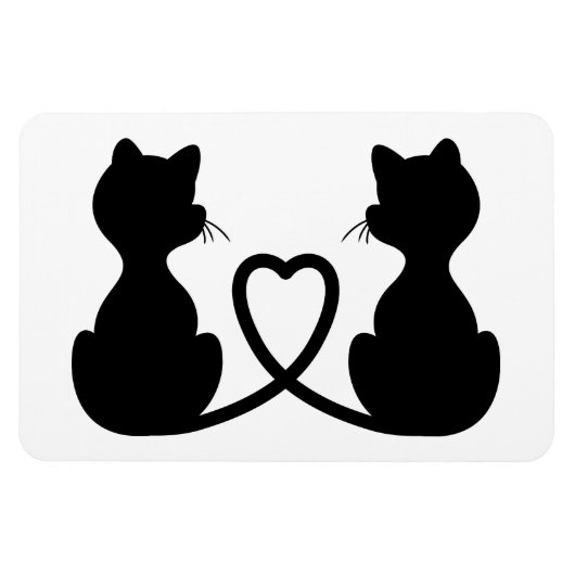 Black Silhouette of Two Cats in Love Magneet (Horizontaal)