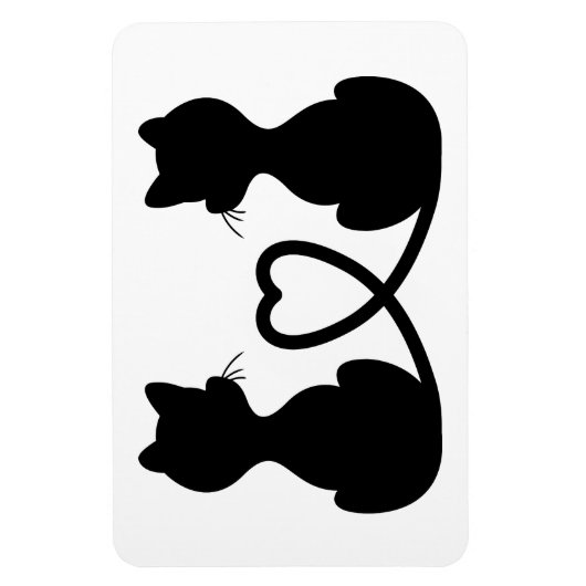 Black Silhouette of Two Cats in Love Magneet (Verticaal)