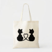 Black Silhouette of Two Cats in Love Tote Bag (Voorkant)
