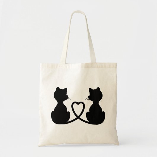 Black Silhouette of Two Cats in Love Tote Bag (Voorkant)