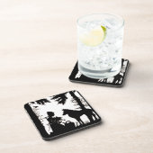 Black Silhouette Red Riding Hood Wolf Bossen Bier Onderzetter (Rechterzijde)