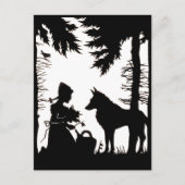 Black Silhouette Red Riding Hood Wolf Bossen Briefkaart (Voorkant)