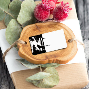 Black Silhouette Red Riding Hood Wolf Bossen Etiket