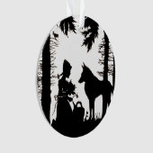 Black Silhouette Red Riding Hood Wolf Bossen Ornament (voorkant)