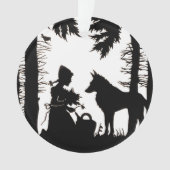 Black Silhouette Red Riding Hood Wolf Bossen Ornament (voorkant)
