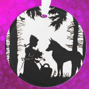 Black Silhouette Red Riding Hood Wolf Bossen Ornament