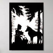 Black Silhouette Red Riding Hood Wolf Bossen Poster (Voorkant)