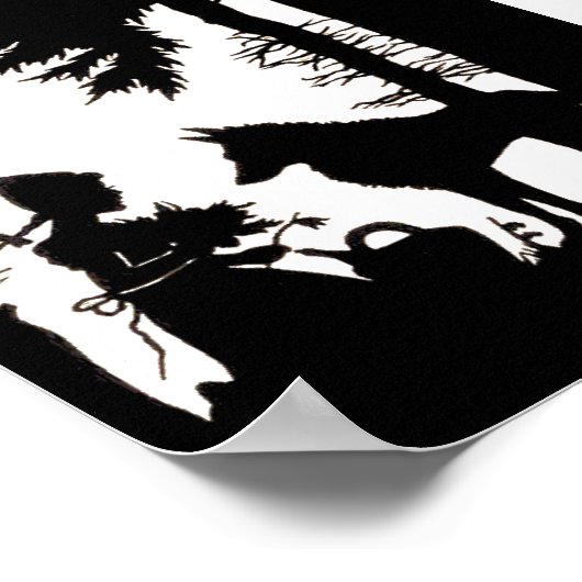 Black Silhouette Red Riding Hood Wolf Bossen Poster (Hoek)