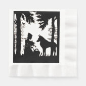 Black Silhouette Red Riding Hood Wolf Bossen Servet (Voorkant)