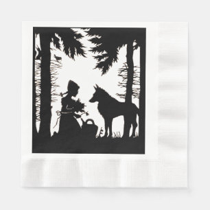 Black Silhouette Red Riding Hood Wolf Bossen Servet
