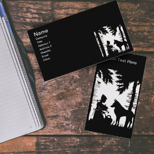 Black Silhouette Red Riding Hood Wolf Bossen Visitekaartje