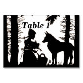 Black Silhouette Red Riding Hood Wolf onder bomen Kaart (Achterkant)
