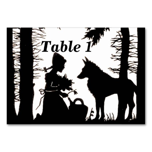 Black Silhouette Red Riding Hood Wolf onder bomen Kaart (Voorkant)