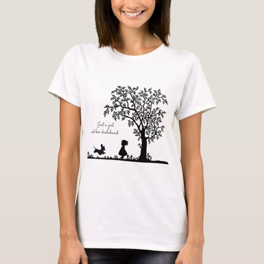 Black Silhouette Running Dachshund T-shirt (Voorkant)