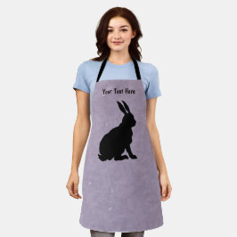 Black Silhouette Sitting Rabbit Tall Ears Paars Schort